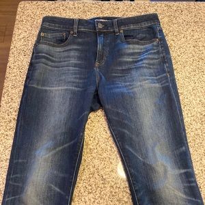 Express blue wash skinny jeans